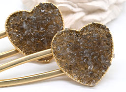 Зажим для волос Сердце с раухтопазом 7,5*3,3*2см