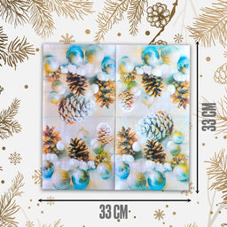 Салфетки новогодние бумажные «Ёлочные игрушки», 33×33 см, набор 20 шт.