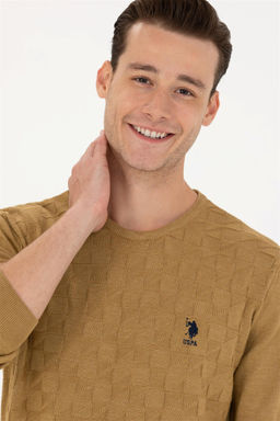 U. S. Polo Assn Мужской базовый свитер светло-хаки - U.s. polo assn фото 2