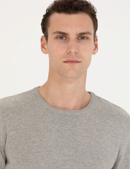 A__k Gri Melanj Slim Fit Bisiklet Yaka Basic Triko Kazak - Pierre cardin фото 2