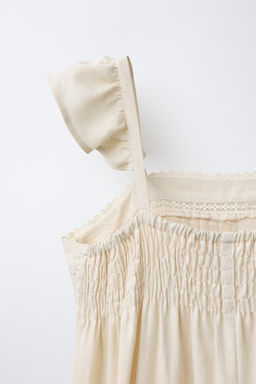 MONO LARGO PUNTILLA CON LINO / Crudo