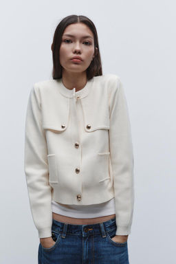 KNIT CARDIGAN WITH GOLDEN BUTTONS - Zara фото 2