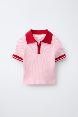 POLO RIB CREMALLERA CONTRASTE / Rojo