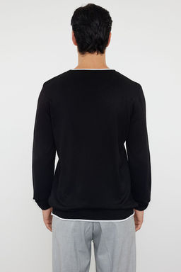 Trendyolmilla Man Lacivert Erkek Slim Fit Dar Kesim Kontrast Yaka Biyeli Kazak TMNAW21KZ2499  фото 5