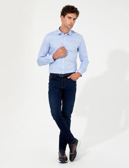 Синяя зауженная рубашка с длинным рукавом - Cacharel фото 4