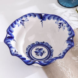 Салатник фарфоровый «Тюльпан», 19×19×7.5 см, гжель