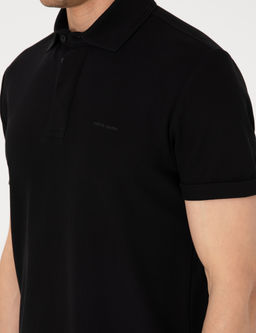 Siyah Slim Fit %100 Pamuk K_vr_lmaz Amerikan Pike Polo Yaka Basic Ti__rt