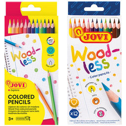 Карандаши JOVI пластиковые "Wood-less" 12цв., трехгранные (734/12)