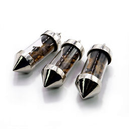 Кулон бутылочка желаний в форме кристалла с камнями Тигровый глаз ИЗОБИЛИЕ