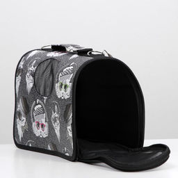 Сумка-переноска каркасная Зимние коты, размер S, 37,5 х 17 х 22 см - Пижон фото 5