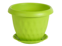 Цена за 4 шт. Горшок для цветов пластиковый 0,9л d-14см "Розетта" c поддоном зеленый С125ЗЕЛ