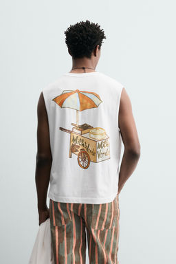 CAMISETA TANK  BORDADO PL?TANOS / Blanco