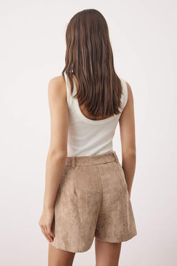 Bej Kadife Basic City Boy Sort & Bermuda TWOAW26SR00038 - Trendyolmilla фото 4