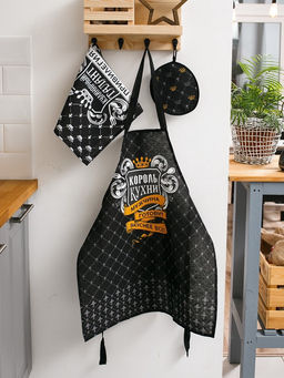 Фартук Доляна Король кухни, 60?70 см, хлопок 100 %, рогожка