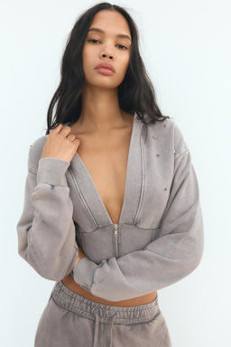 JEWELLED WASHED-EFFECT SWEATSHIRT - Zara фото 2