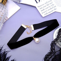 Чокер Шарик, жемчужина, цвет чёрный, L=30 см