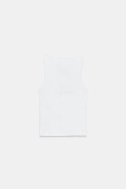 CAMISETA RIB TEXTO / Blanco - Zara фото 4