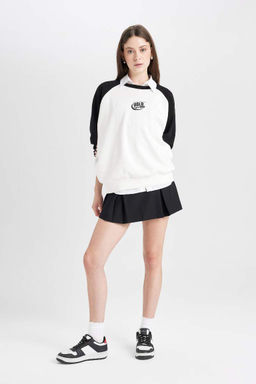 Толстовка свободного кроя с принтом и круглым вырезом Cool - Defacto фото 2