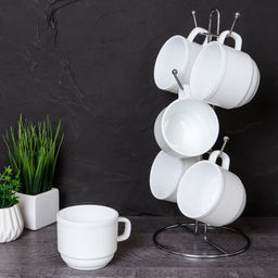 Кружки 6 штук на металлическом стенде 250 мл форма офис / BY09KFB250 /уп 6/96/ - Галеонтрейд фото 2