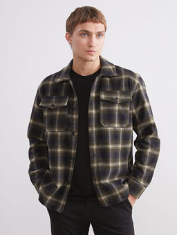 Regular Fit Uzun Kollu Ekose Erkek G?mlek Ceket