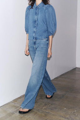 ZW COLLECTION HIGH-WAIST PALAZZO JEANS - Zara фото 12