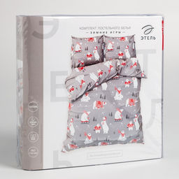 Постельное бельё евро Этель. Зимние игры, поплин