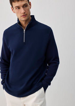 Yar? Fermuarl? Lacivert Sweatshirt