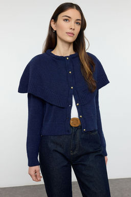 Lacivert Dugmeli Kol Detayl? Bisiklet Yaka Triko H?rka TWOAW25HI00371