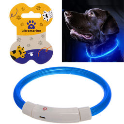 Цена за 2 шт. Ошейник неоновый для собак малых пород "Защита Бро", цвет синий, зарядка от USB, шнур в комплекте, размер S - d 35см (пакет с подвесом)