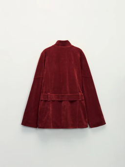 Куртка из искусственной замши с ремнём на поясе / Zarina  фото 2