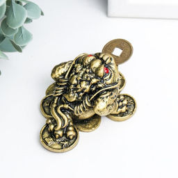 Нэцкэ фигурка «Жаба на монетах», под бронзу, 4×7×5.5 см