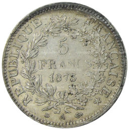 5 франков 1873 года Франция Геркулес