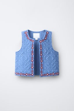 CHALECO TEXTURA BORDADOS / Azul - Zara фото 4