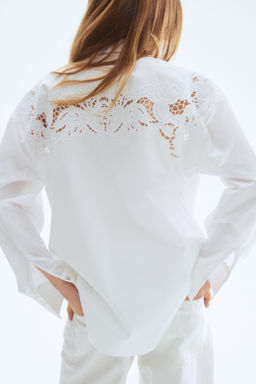 Camisa de algod?n con bordado ingl?s - H&m фото 6