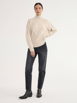 CONTE CON-661 Черные джинсы mom с эффектом потертости и необработанным краем black - Conte elegant фото 3