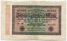 Банкнота 20000 марок 1923 года Германия