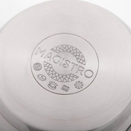 Кастрюля Magistro Tefida, 2.5 л, AISI - 201, стеклянная крышка-дуршлаг, носик для слива, капсульное дно, силиконовые ручки, нержавеющая сталь  фото 5