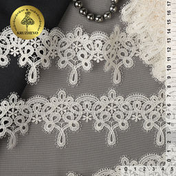 Кружево гипюр KRUZHEVO арт.TBY.16GB2006 шир.65мм цв.F102 молочный уп.13,71м