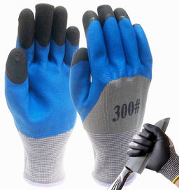 Перчатки рабочие Buro латексное покрытие синие набор 12 шт