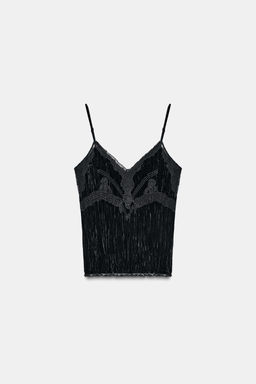VELVET LACE TOP ZW COLLECTION - Zara фото 7