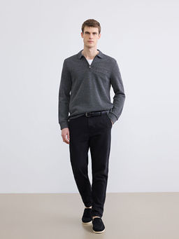 Polo Yaka Desenli Erkek Sweatshirt