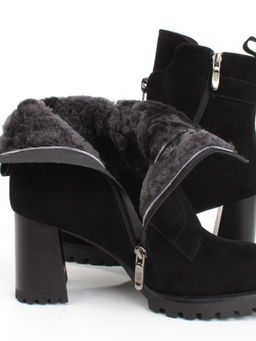 04-M3-L855 BLACK Ботильоны зимние женские (натуральная замша, натуральный мех) - Фабричный китай фото 17