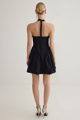 Siyah A-Kesim Poplin Dokuma K?sa Abiye Gece Mezuniyet Elbisesi TPRSS25EL00136 - Trendyolmilla фото 5