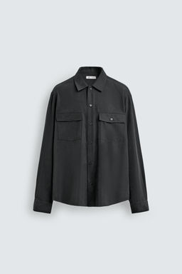 CAMISA FLUIDA RELAXED FIT BOLSILLOS / Gris oscuro - Zara фото 7