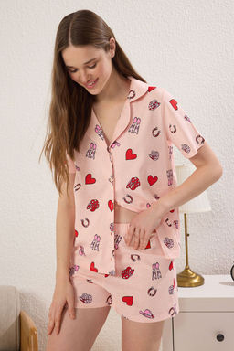 Trendyolmilla Pembe %100 Pamuklu Kalpli Sortlu Orme Pijama Tak?m? THMSS25PT00298  фото 2