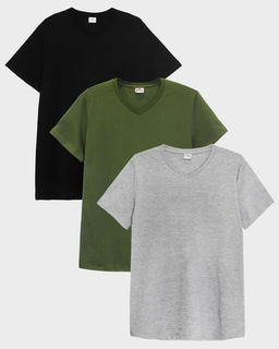 Комплект футболок 54183МП Черный/Хаки/Серый-меланж Lets go