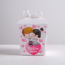 Цена за 5 шт. Бонбоньерка Люблю тебя, 7.5 8 7.5 см - Дарите счастье фото 2