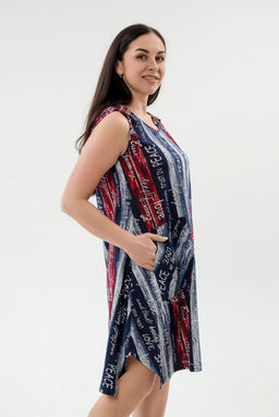 Платье женское из кулирки Кэтрин сине-красный макси - Амадэль фото 8