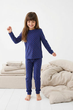 Lacivert Yumusak Dokulu Unisex Cocuk Orme Pijama Tak?m TKDAW25AU00095 - Trendyolmilla фото 2