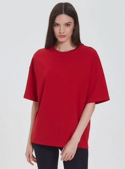 K11613 Футболка OVER SIZE (плотный хлопок) КРАСНЫЙ